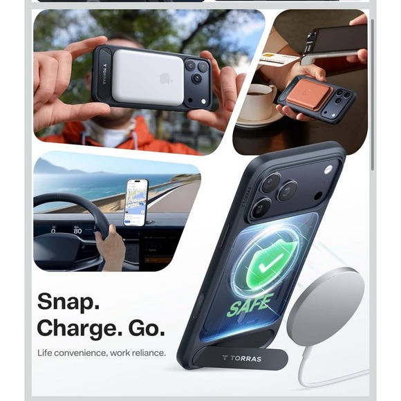 TORRAS Strong Magnetic & Seamless Stand for iPhone 17 Pro Case-Black - Picture 2 of 7